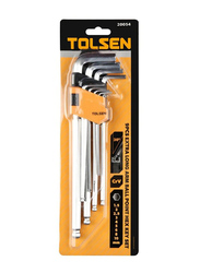 Tolsen Ball Point Extra-Long Arm Hex Key Set, 20054, 9 Pieces, Multicolour