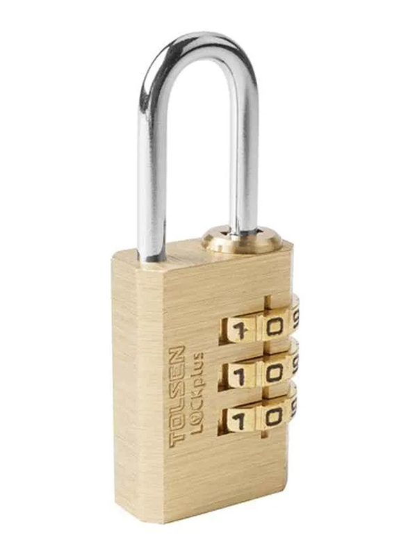 Tolsen Industrial Combination Brass Padlock, 20mm, 55122, Gold