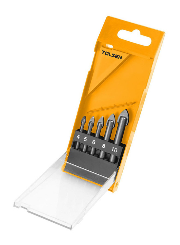 Tolsen Glass Drill Bits Set, TLSN-75688, Black/Yellow