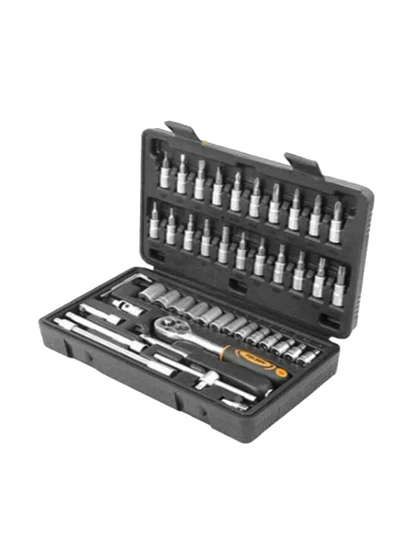 Tolsen 46 Piece 1/4 inch Industrial Socket Set, 15138, Silver/Black