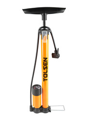 Tolsen Bicycle Floor Pump with Guage, 32*540mm, 65505, Black/Yellow