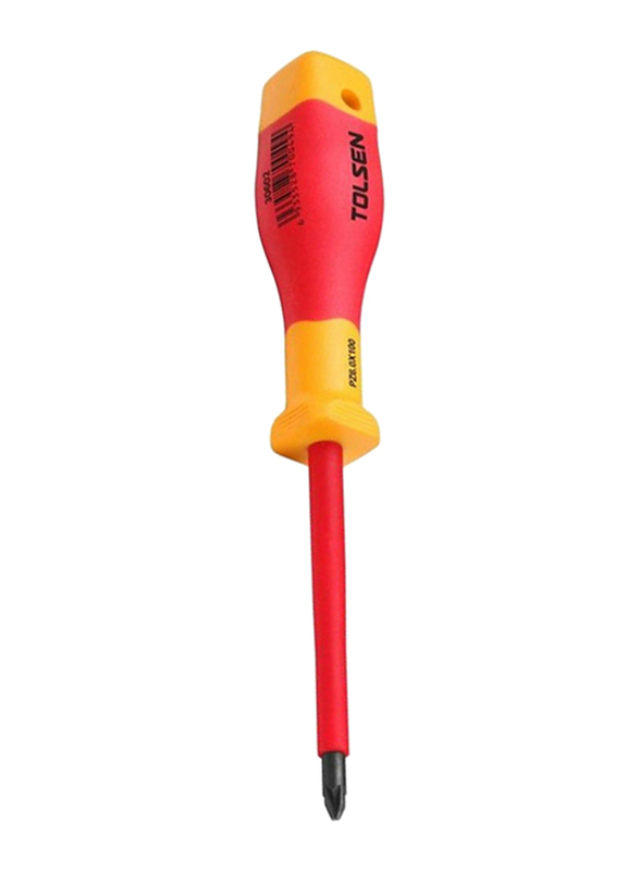 Tolsen 80mm Premium Line Insulated Pozi Screwdriver, V30601, Orange/Yellow