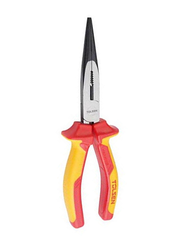 Tolsen 160mm Premium Line Insulated Long Nose Pliers, Yellow/Red