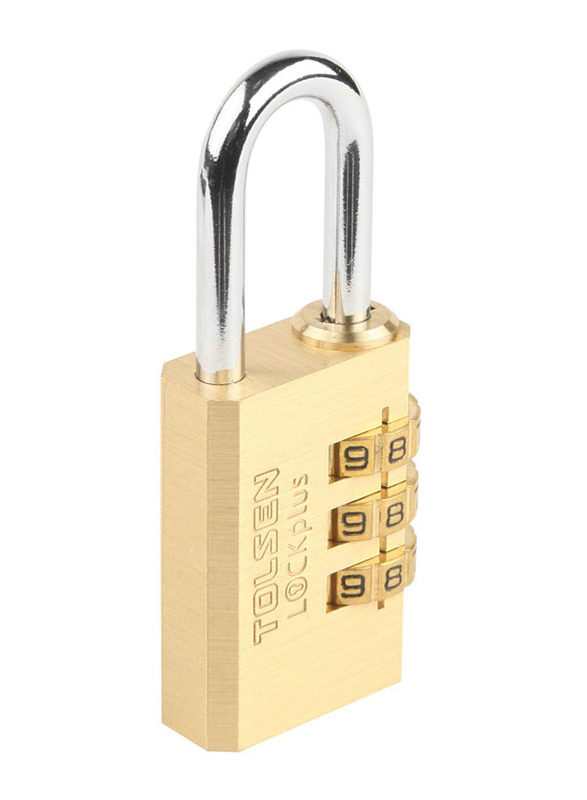 Tolsen Combination Brass Padlock, TLSN-55123, 30mm, Gold/Silver