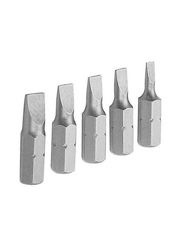 Tolsen SL3.0-4.0-4.5-5.5-6.5 x 25mm combination Industrial Screwdriver Bits Set, 20285, 5 Pieces, Silver