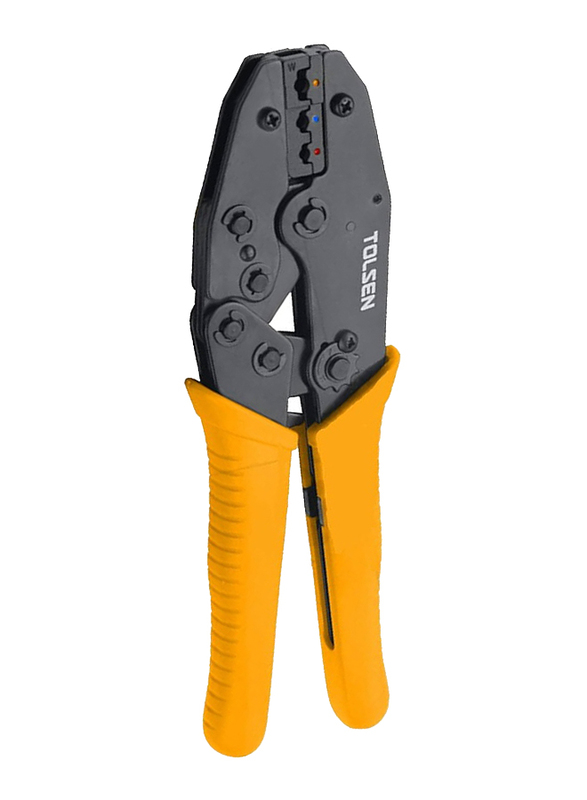 Tolsen 220mm Industrial Ratchet Crimping Plier, 38056, Yellow/Black