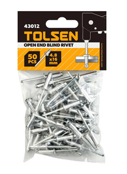 Tolsen 50-Piece 4.8 x 16mm Aluminum Rivet, 43012, Silver