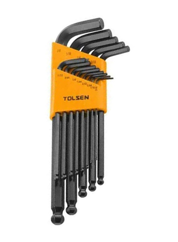 

Tolsen Ball Point Long Arm Hex Key Set, 20090, 13 Pieces, Black/Orange