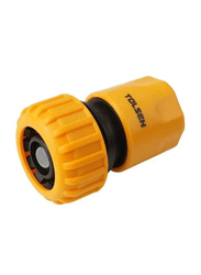 Tolsen Hose Connector With Water Stop, 3/4 Inch, 57164, Black/Yellow