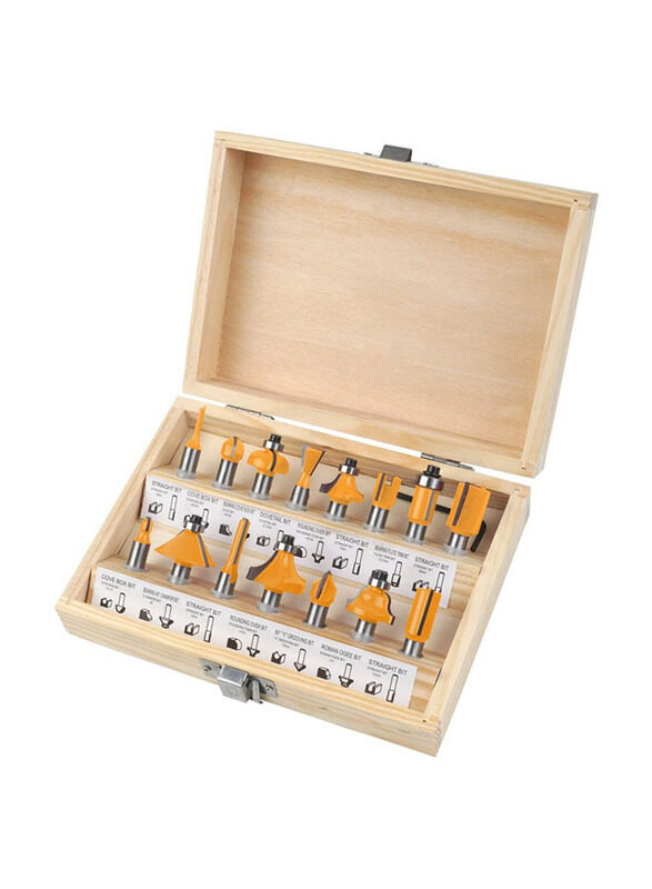 

Tolsen 15-Piece Carbide Router Bits Set, TLSN-75681, Yellow/Silver