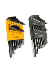 Tolsen Inch & Metric Hex Key Set, 20094, 36 Pieces, Black/Orange