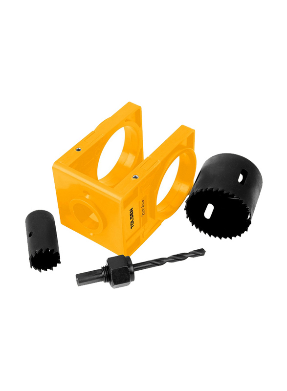 Tolsen 4-Piece Lock Installation Hole Saw Set, 75863, Yellow/Black