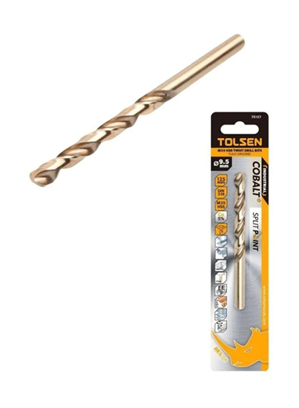 Tolsen 4.2mm Industrial CO5% HSS Twist Drill Bits, 75173, Gold