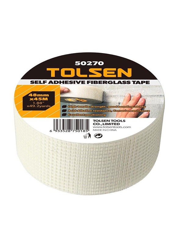 Tolsen Self Adhesive Fiberglass Tape, 48mm x 90 Meter, 50271, Clear