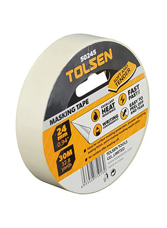 Tolsen Masking Tape, 36mm x 30 Meter, 50246, Clear