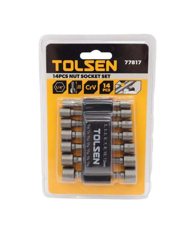 Tolsen Nut Socket Set, 77817, 14 Pieces, Silver