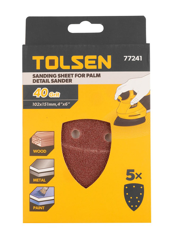 Tolsen 5-Piece Sanding Sheet for Palm Detail Sander, TLSN-77241, Brown