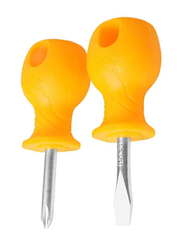 Tolsen 2 Piece Stubby Screwdriver Set, 20734, Yellow