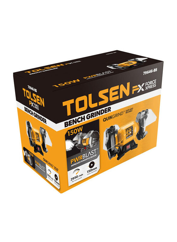 

Tolsen Bench Grinder, 150W, 79646, Black/Yellow