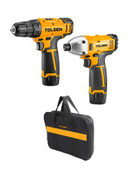 Tolsen Li-ion Cordless Drill & Impact Driver Set, TLSN-79038, Yellow