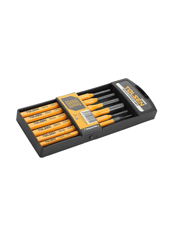 Tolsen 6-Piece Industrial Punch Set, 25090, Yellow/Black