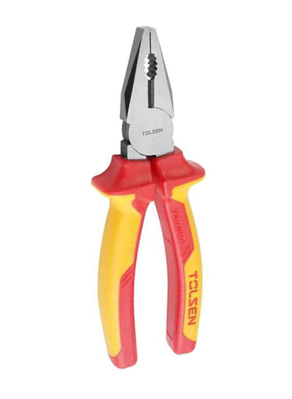 Tolsen 180mm Premium Line Insulated Combination Pliers, Yellow/Red