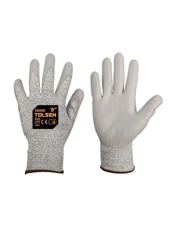 

Tolsen 9-inch Industrial Level 5 Cut Resistance Protective Gloves, 45040, Grey