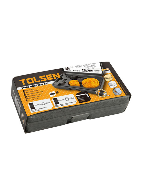 Tolsen 11-Piece Hole Saw Set, TLSN-75865, Yellow/Black