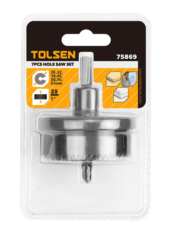 Tolsen 7-Piece Hole Saw Set, TLSN-75869, Silver