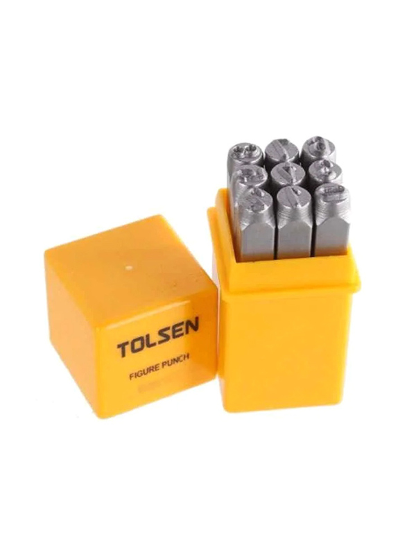 Tolsen 9-Piece 3mm Figure Punch, 25094, Silver