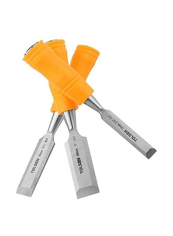 Tolsen 3-Piece Wood Chisel Set, 25380, Yellow/Silver