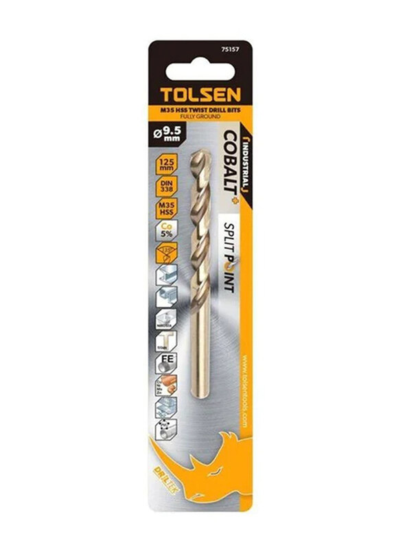 

Tolsen 5.0mm CO5% Industrial HSS Twist Drill Bits, TLSN-75148, Gold