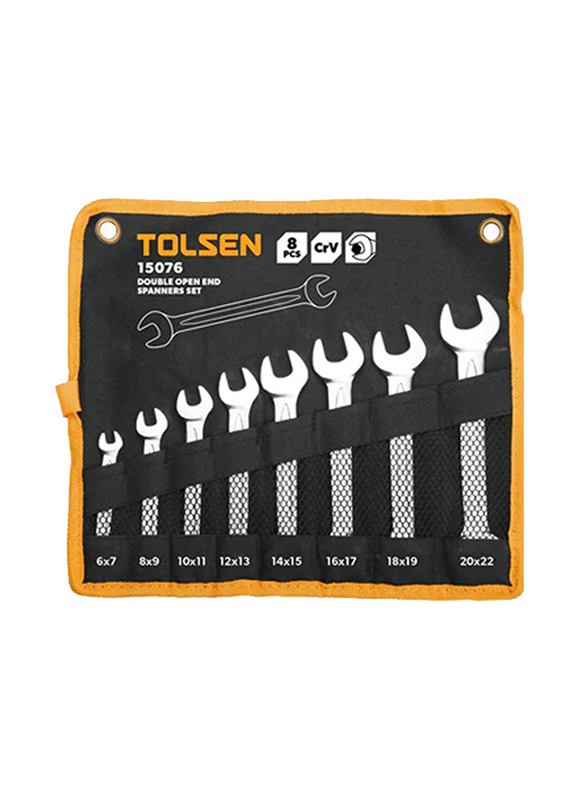 Tolsen 8 Piece Double Open End Spanner Set, 15891, Silver