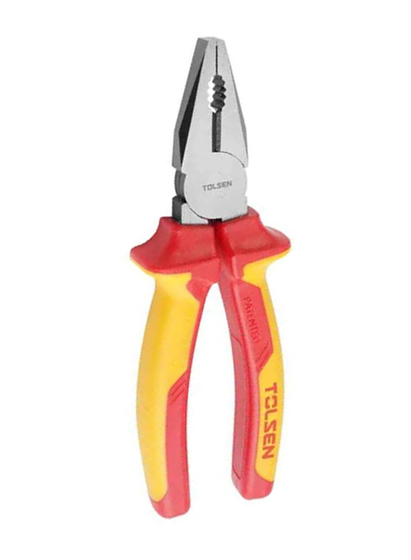 Tolsen 160mm Premium Line Insulated Combination Pliers, Yellow/Red