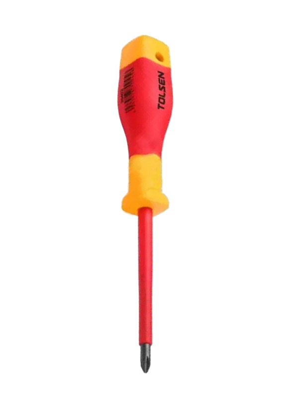 Tolsen 60mm Premium Line Insulated Pozi Screwdriver, V30600, Orange/Yellow