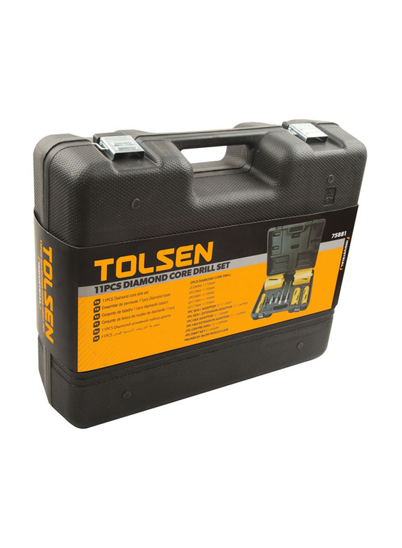 Tolsen 11-Piece Diamond Core Drill Set, TLSN-75881, Black/Yellow