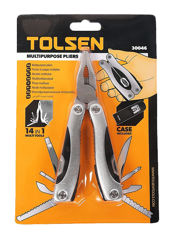 Tolsen Multipurpose Pliers, 30046, Silver/Black