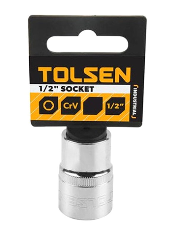 Tolsen 27mm 1/2 inch Industrial Deep Socket, 16577, Silver