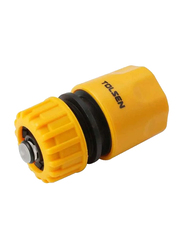 Tolsen Hose Connector With Water Stop, 1/2 Inch, 57117, Black/Yellow