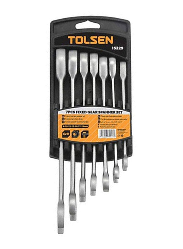 Tolsen 7-Piece Fixed Combination Gear Spanner Set, 15229, Silver