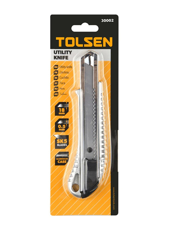 Tolsen Snap-Off Blade Knife, 30002, Silver/Black