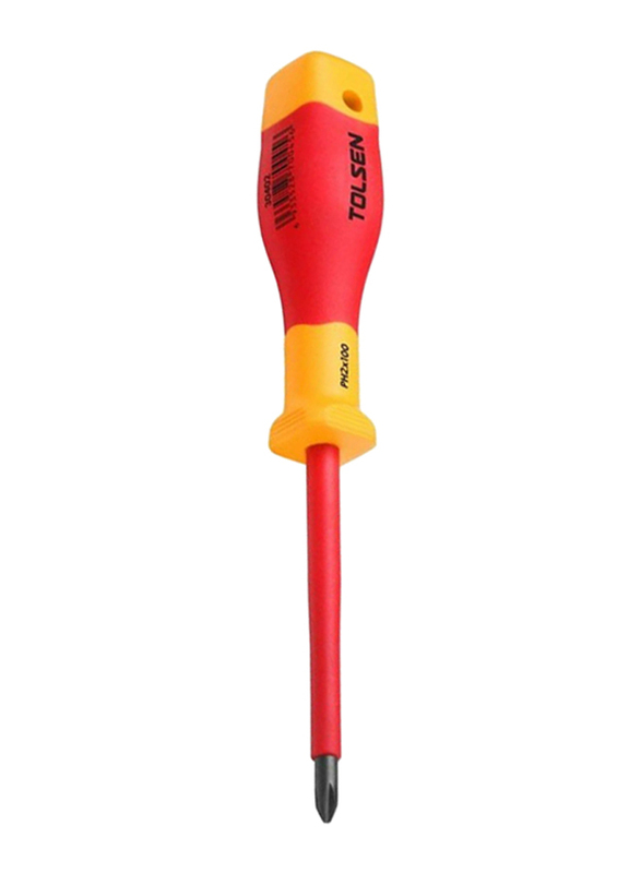 Tolsen 100mm Premium Line Insulated Phillips Screwdriver, V30402, Orange/Yellow