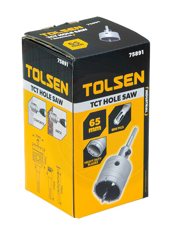 Tolsen 65mm Industrial Hole Core Bit, 75891, Silver