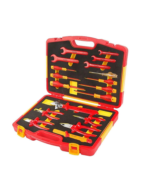 Tolsen Premium Line Insulated hand Tools Set, V83718, 18 Pieces, Multicolour