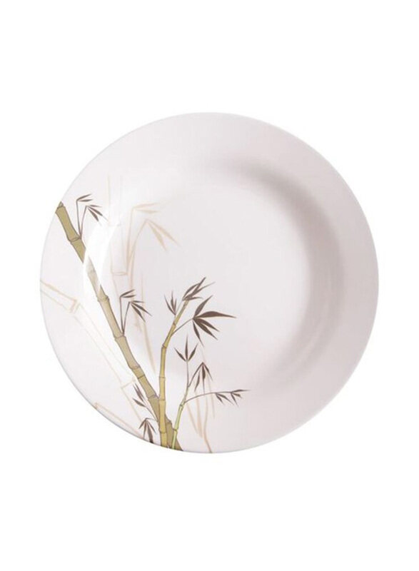 

Dinewell 10.5-inch Green Bamboo Melamine Round Soup Plate, White