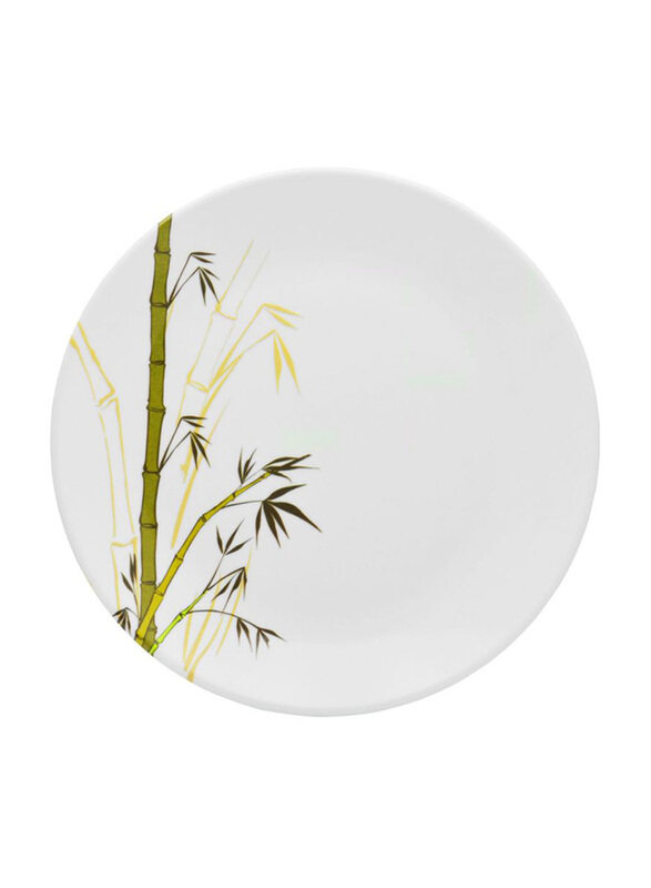 

Dinewell 10.5-inch Green Bamboo Melamine Round Dinner Plate, White