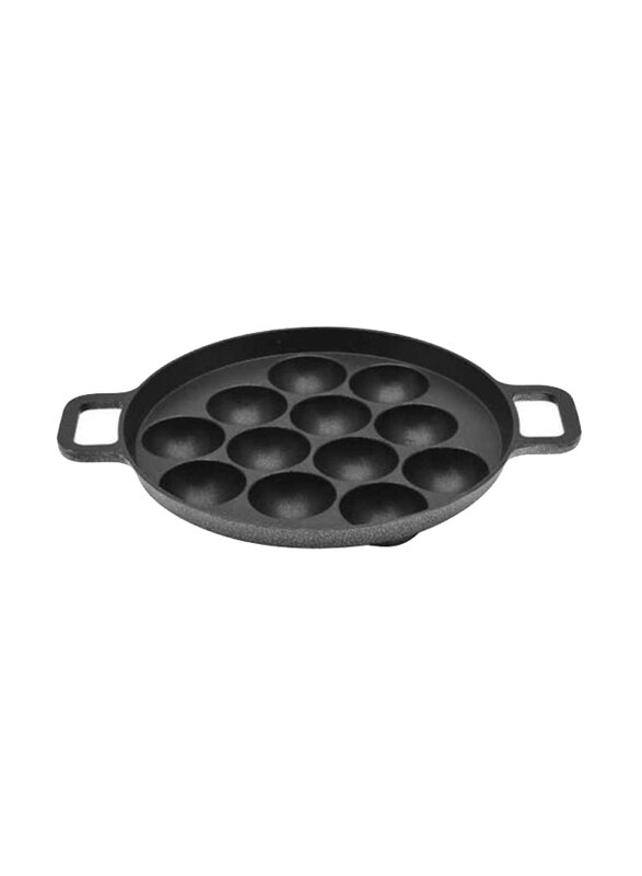 

Raj 21cm Appackara Nonstick Paniyaram Pan/Pancake Maker 12 Holes, Black