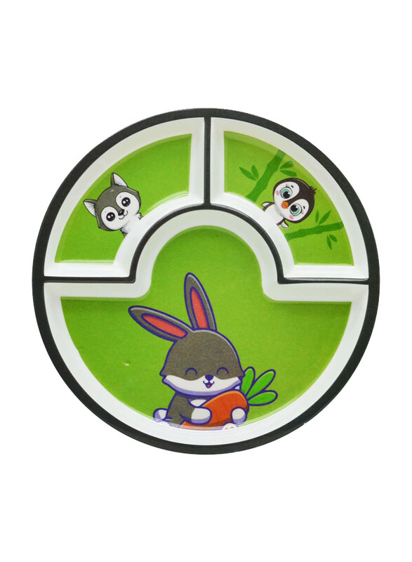 

Dinewell Kids Round Rabbit Printed Plate, Green