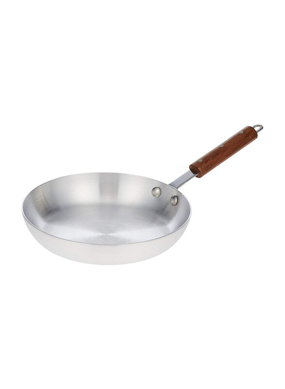 

Raj 23cm Aluminium Frying Pan With Wooden Handle, Silver