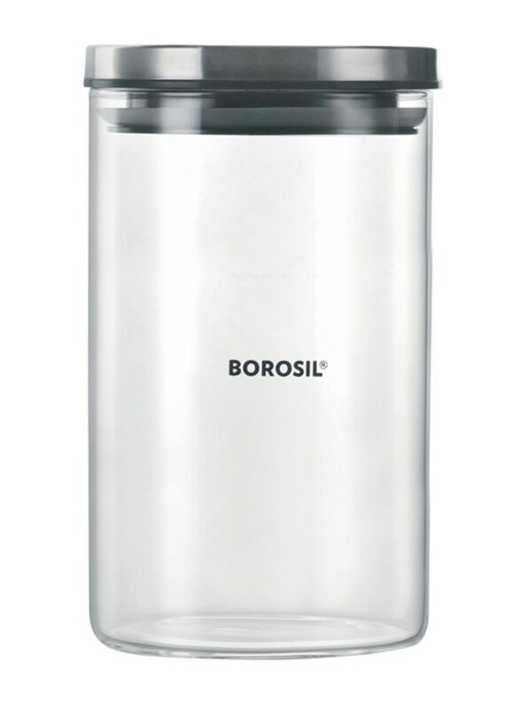 

Borosil Classic Jar With Steel Lid Set, 900ml, Clear